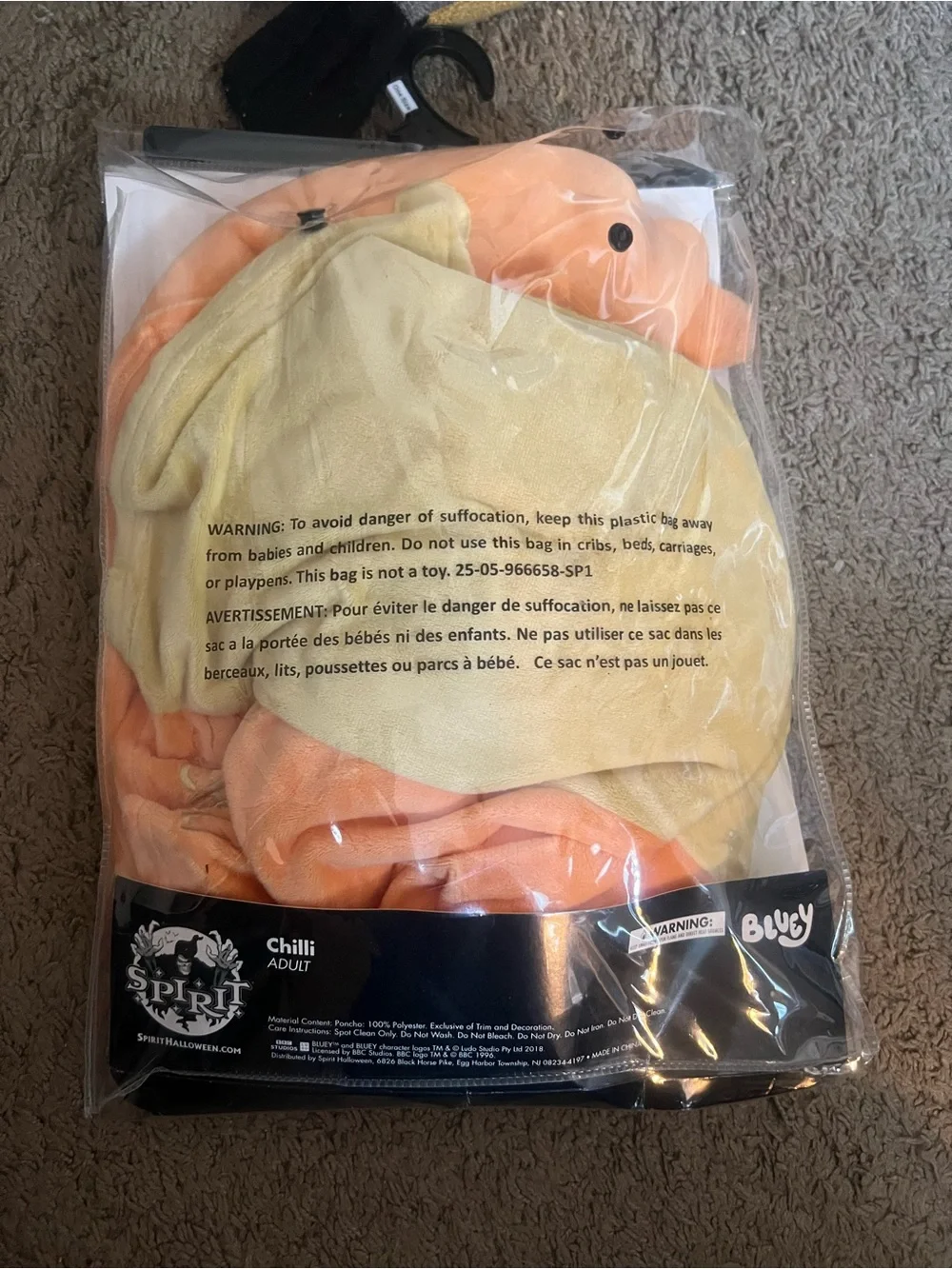 Chilli Adult Costume Cape — Orange with Yellow Belly - Picture 3 of 3